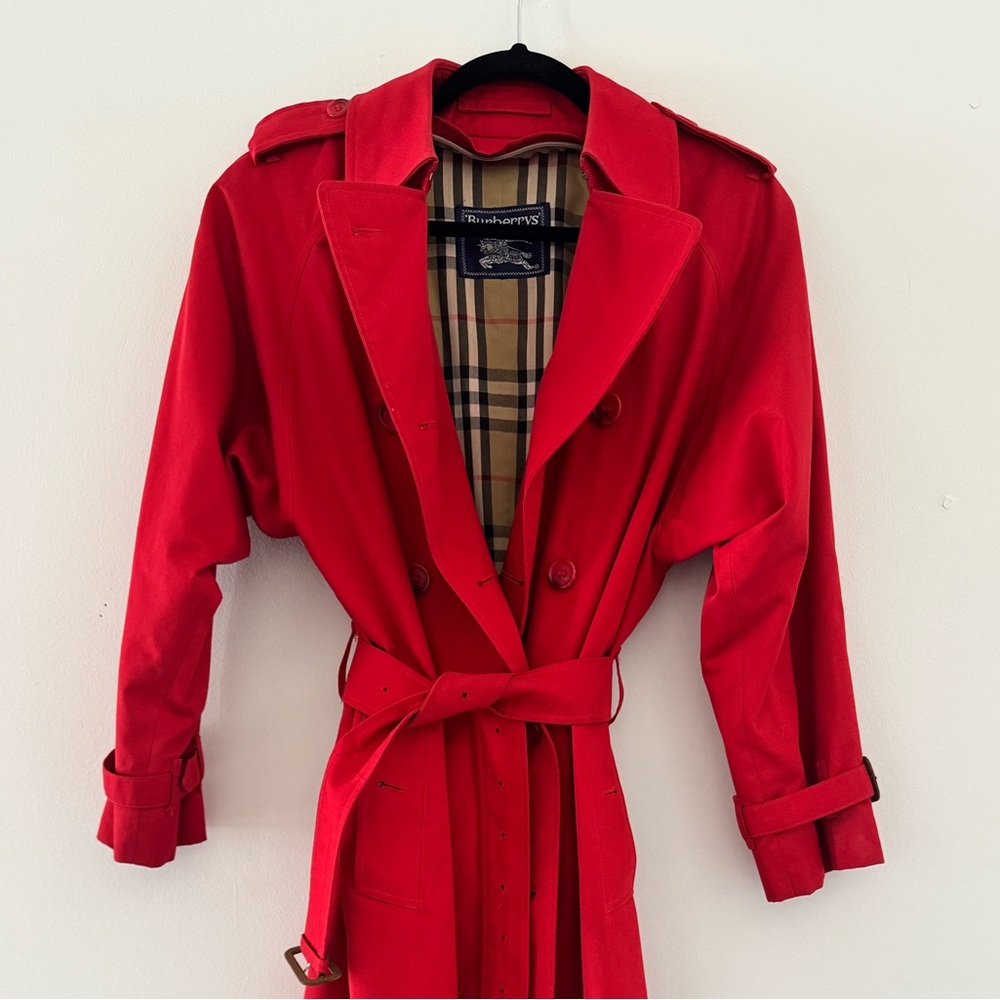 Vintage Burberrys Trench Coat, Red - Picture 8 of 8